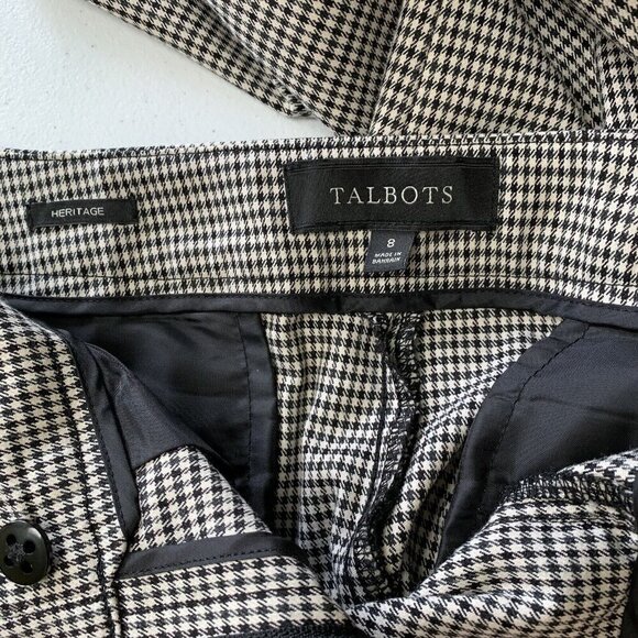 Talbots Heritage Pants Womens Size 8 Black Houndstooth Straight Leg - Picture 9 of 11